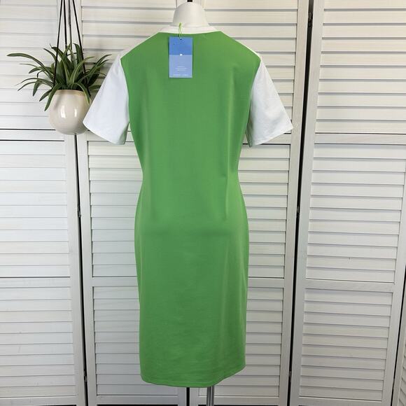 New Sonnet James Quincy Play Dress Green White Colorblock Ponte Knit Size XL - Picture 5 of 10